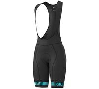 ALE Womens Cycling Bib Shorts - Strada PR-R - Padded, Black/Turquoise, Size XS