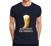 Ale I Want for Christmas Viking Drinking Horn Beer Gift Funny Men's T-Shirt, navy, XXL