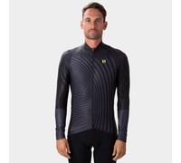 ALE Mens Cycling Jersey - Green Digital PR-R Black - Winter, Long Sleeve