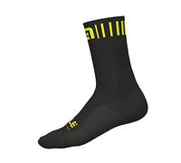 Alé Unisex Strada 18cm Cycling Socks, Black/Fluo Yellow, Medium (EU 40-43)
