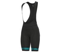 ALE Womens Cycling Bib Shorts - Strada PR-R - Padded, Black/Turquoise, Size XS