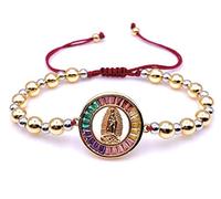 Alea Collection Spiritual Bracelet Mother of Guadalupe Colorful Charm to Express your Devotion to The Virgin Mary (Colorful Guadalupe Medal)