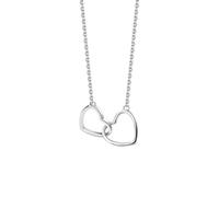 Aleasha 925 Sterling Silver Necklace Interlocking Love Heart Chain Ladies Zirconia Mother Daughter Chain Christmas Valentine's Day Wedding Anniversary Jewelry