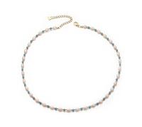 Aleasha Beaded Necklace for Women Gemstone Freshwater Cultured Pearls Blue Turquoise Gold Boho Strand Jewelry 16inch
