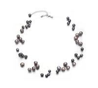 Aleasha Black Floating Pearl Choker Women Multi Layered Freshwater Necklace Costume Multi Strand Pearl Wedding Jewellry
