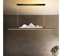 Aleaty Dimmable LED Pendant Light Modern Dining Table Hanging Lamp Chinese Style Dining Table Pendant Light with Remote Control Tea Room Ceiling Light for Living Room (Black, L100cm)