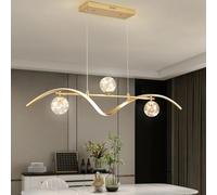 Aleaty LED Chandelier Dimmable Pendant Light Gold Dining Room Light Glass Globes with Remote Control Height Adjustable LED Modern PendantLight Living Room Light