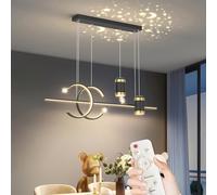 Aleaty LED - Dimmable Dining Table Pendant Lamp Modern Starry Sky Chandelier Minimal Design Living Room Pendant Lamp with Remote Control Ceiling Light for Dining Room Living Room (Black)