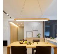 Aleaty LED Wood Dimmable Pendant Lamp Modern Oval Chandelier Dining Table Office Dining Room Lamp Height Adjustable with Remote Control Hanging Lamp for Dining Room Bedroom Living Room (Wood, 120cm)