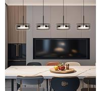 Aleaty Modern Ceiling Lighting Living Room Lamp with Crystal Glass Pendant Lamp Dining Table Ceiling Lighting Height Adjustable with Remote Control Pendant Lights for Kitchen Island (4 Heads)