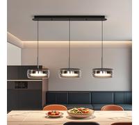 Aleaty Modern Ceiling Lighting Living Room Lamp with Crystal Glass Pendant Lamp Dining Table Ceiling Lighting Height Adjustable with Remote Control Pendant Lights for Kitchen Island (A 3 Heads)