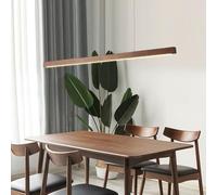 Aleaty Modern Pendant Lamp Wood Dining Room Lamp LED Pendant Lamp Dining Table Dimmable Linear Design Pendant Lamp with Remote Control Dining Table Lamp Hanging Height Adjustable (Walnut, L100cm)