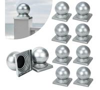 aleawol 10Pcs Metal Fence Post Caps 100x100mm, Galvanised Post Cap Round Decorative Fence Post Caps Decking Post Caps Post Top Caps for Gate Posts Garden Fence Toppers