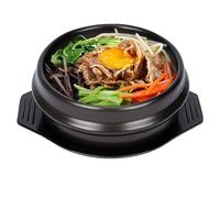 aleawol 1100ml Korean Stone Bowl Large, Korean Dolsot Stone Bowl, Korean Earthenware Pot with Tray for Bibimbap and Soup for Gas Stovetop