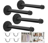 aleawol 12 Inch Industrial Pipe Clothes Bar for Home, 50KG Capacity | 4pcs Wall Mounted Face Out Pipe Clothing Racks for Hanging Clothes, Heavy Duty Metal Coat Hanger for Retail Boutique Display