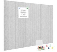 aleawol 12 Pack Felt Bulletin Board with 50 Push Pins, 47" x 35" Large Cork Board Alternative, 10mm Thick Felt Wall Tiles with Self-Adhesive, Cork Panel for Photo DIY Memo Display in Home Office
