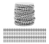 aleawol 17M/56 Feet Ball Bead Chain with 100pcs Connectors, 4.5mm Diameter Stainless Steel Ball Chains, Silver Metal Roller Blind Chains Extension Cord for Curtains Holiday Decorations DIY Jewelry