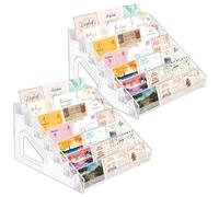 aleawol 2 Pcs Acrylic Card Display Stand, 7 Tier Greeting Card Display Rack Clear, Nail Polish Organizer, Stamp Postcard Mail Holder for Sticker Trading Sports Baseball Basketball Greeting Cards
