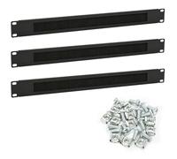 aleawol 3pcs Brush Cable Manager 1U for 19 Inch Network Server Rack | Horizontal Rack Mount Cable Management Strip Panel with Screws, Brush Strip Cable Management Panel, Brush Cable Entry