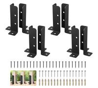 aleawol 8Pcs Wood Fence Post Anchor Base Bracket Strut, Adjustable Black Tie Post Brackets Fit 1.5x1.5,2x2,2x4,4x4 Heavy Duty Fence Holder Repair Railing Mailbox Bracket Kit