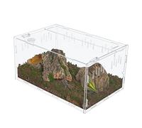 aleawol Extra Large Reptile Feeding Box 38x25x19cm, Transparent Acrylic Terrarium Reptile Habitat Breeding Box Insect Feeding with Vents Anti-Escape Design for Pet Snake Lizard Spider Frog