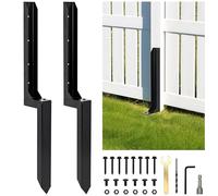 aleawol Fence Post Repair Stakes Kit, 2 pcs 31.49"Heavy Duty Fence Post Anchor Spikes Support Practical Anchor Ground Spike for Repair Tilted, Broken Wood Fence Post Mailbox