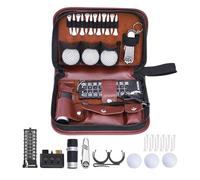 aleawol Golf Set Organiser, Golf Accessories Set PU Leather Golf Bag (Include Golf Balls, Rangefinder, Golf Spikes, Brush, Multifunctional Divot Knife, Scorer, Golf Ball Clamp)