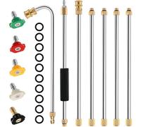 aleawol Gutter Cleaning Tool Pressure Washer Extension Wand Set, 4000 PSI High Pressure Washer Gun Extension Rod, Roof Cleaner Lance with 5 Pcs Nozzle Tips, 1/4 Inch Quick Connect, 10 Pcs Rubber Ring