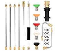 aleawol High Pressure Washer Lance Extension Wand Set with Adapter Compatible for Karcher K2-K7, 60°/90° Curved Rod Roof Cleaner Lance, 1/4 Inch Quick Connect, 4000PSI, 5Pcs Nozzle Tips