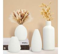 aleawol White Ceramic vase Set for Flowers and Pampas Grass, 4 Styles 8 Inch Decorative Modern Boho Vase for lego Flowers Bouquet Hydroponic Arrangement Wedding Home Office Romantic Decoration
