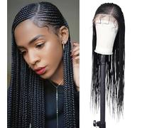 Alebery 13x8 HD Lace Front Lace Front Wig for Black Women Cornrow Box Braiding Wig with Baby Hair Black Light Natural Deep Side Parting Lace