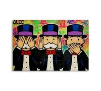 Alec-Monopolys See No Evil Hear No Evil Poster Decorative Painting Canvas Wall Posters And Art Picture Print Modern Family Bedroom Decor Posters 08x12inch(20x30cm)