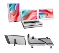 Alecewey F2 Portable Monitor for Laptop - 14 Inch Triple Screen Extender With Adjustable Stand - Full Angle Plug and Play Type-C/HDMI for Windows, Mac