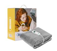 Alecome Electric Heated Throw Blanket 10 Heat Settings Washable Fleece With Digital Remote Timer Silver