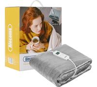 Alecome Women's Electric Heated Throw Blanket Washable 220gsm Fleece Remote Timer in Silver Alecome Silver