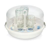 Alecto BW05 Microwave Steriliser for Baby Bottles - for 4 250 ml Bottles and Accessories - BPA Free - with Tongs and Measuring Cup - White