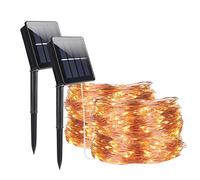 ALED LIGHT Solar RGB Copper Wire Lights 2Pk 104ft 320 LED Waterproof 8Modes | 2 Pack 104ft 320 LED RGB Copper Wire Solar Lights, IP65 Waterproof, 8 Twinkling Modes, Flexible Wire for Garden Party Decor