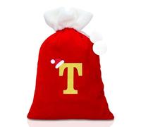 Alederways Christmas Sack Santa Bags, Red Monogram Knitted Storage Personalized Embroidered Stocking Bag for Xmas Gift Present Toys Party Decorations 55x37cm (T, Sack)