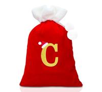 Alederways Christmas Sack Santa Bags, Red Monogram Knitted Storage Personalized Embroidered Stocking Bag for Xmas Gift Present Toys Party Decorations 55x37cm (C, Sack)