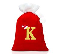 Alederways Christmas Sack Santa Bags, Red Monogram Knitted Storage Personalized Embroidered Stocking Bag for Xmas Gift Present Toys Party Decorations 55x37cm (K, Sack)