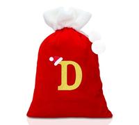 Alederways Christmas Sack Santa Bags, Red Monogram Knitted Storage Personalized Embroidered Stocking Bag for Xmas Gift Present Toys Party Decorations 55x37cm (D, Sack)