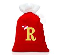 Alederways Christmas Sack Santa Bags, Red Monogram Knitted Storage Personalized Embroidered Stocking Bag for Xmas Gift Present Toys Party Decorations 55x37cm (R, Sack)