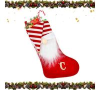 Alederways Christmas Stockings, 22" Red Hat Monogram Knitted Xmas Santa Beard Personalized Embroidered Stockings for Christmas Tree Decor Kids Adults Xmas Gift (Santa C)