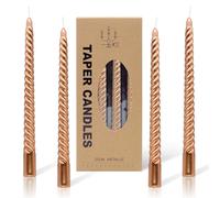 Alederways Dinner Candles, Rose Gold Tapered Candles Pillar Spiral Twisted Long Candles Non Drip for Wedding Halloween Valentine's Day Christmas Birthday Party Decoration 4Pcs