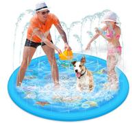 Alederways Dog Paddling Pool, Small Dog Splash Pool, Foldable Summer Garden Outdoor Sprinkler Play Mat Fun Backyard Fountain for Kids Pet Pool Water Toy (Blue Dolphin 150cm)