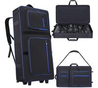 Aleemin DJ Controller Case with Wheels Compatible with XDJ-AZ/XDJ-XZ/DDJ-SZ/RZ, Rolling DJ Travel Gig Bag with 10MM Soft Padded & Multi-pocket for DJ Controller & Accessories (with Wheels)