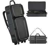 Aleemin DJ Controller Soft Case with Wheels - Compatible with DDJ 800 / FLX6 / SX2/SX3 / MC7000 / Rane One/Mixon 8 Pro, Padded Roller Bag with Multi-pocket for DJ Controller & Accessories