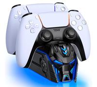 ALEEMTRY PS5 Controller Charger, 2-in-1 Charging Dock for DualSense/Edge Controller, Unique & Stylish Design, 2H Fast Charging, Advanced Safety, Intuitive LED Indicators, Black