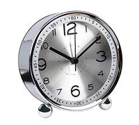 ALEENFOON 4 Inch Metal Alarm Clock, Non Ticking Silent Retro Alarm Clock, Battery Operated Loud Wake up Alarm Clocks for Bedsides Bedroom Travel Kids (Silver)