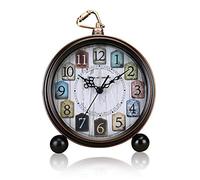 ALEENFOON 5 Inch Classic Retro Alarm Clock, Non Ticking Silent Metal Vintage Antique Table Desk Shelf Quartz Clock, Battery Operated Loud Wake up Alarm Clocks for Bedsides Bedroom Travel (Multicolor)